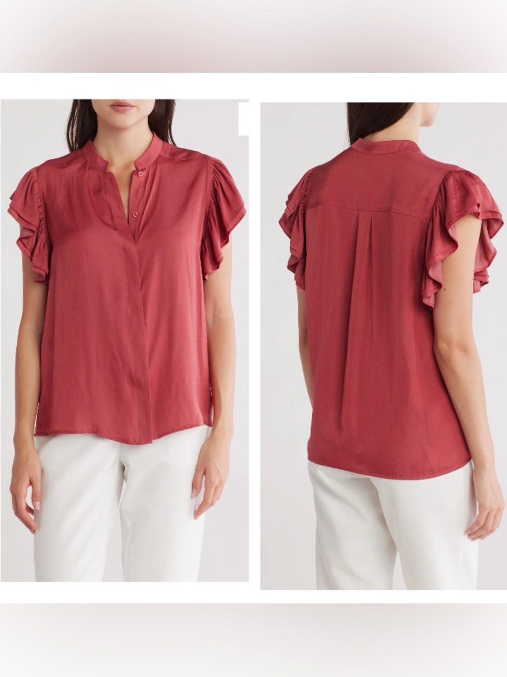 Gemma + Jane Ruffle Sleeve Button-Up Shirt